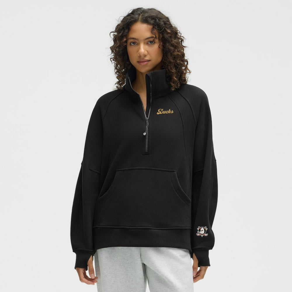 Anaheim Ducks lululemon Women's Long Scuba Oversized Half-Zip Funnel Neck - Black - NHL
