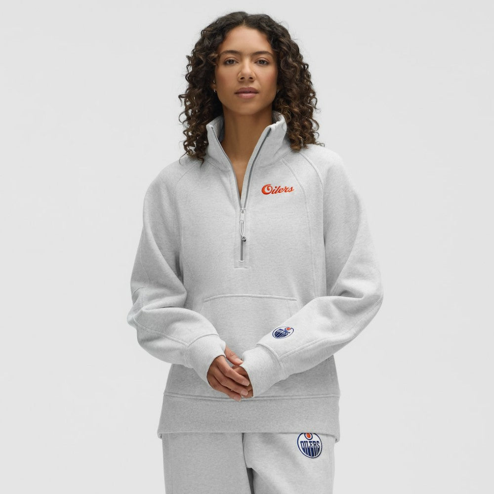 Edmonton Oilers lululemon Women's Long Scuba Oversized Half-Zip Funnel Neck - Heathered Core Ultra Light Grey - NHL