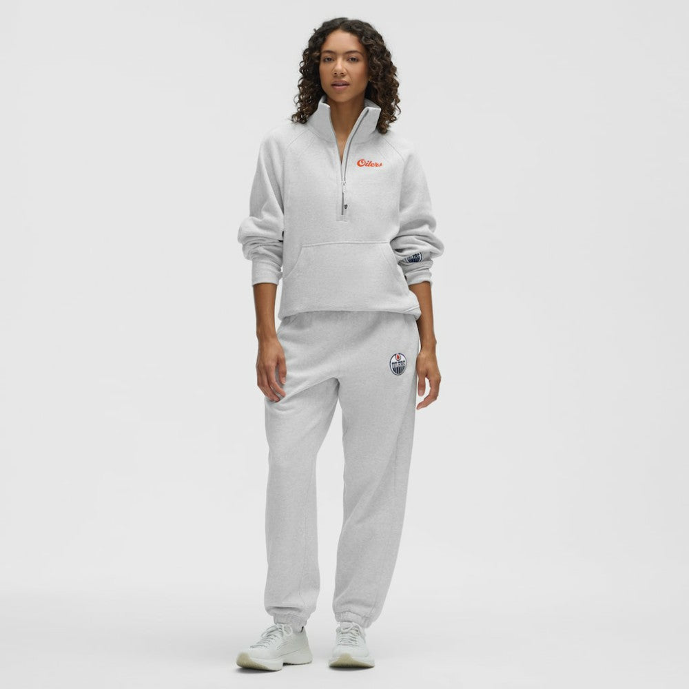 Edmonton Oilers lululemon Women's Long Scuba Oversized Half-Zip Funnel Neck - Heathered Core Ultra Light Grey - NHL