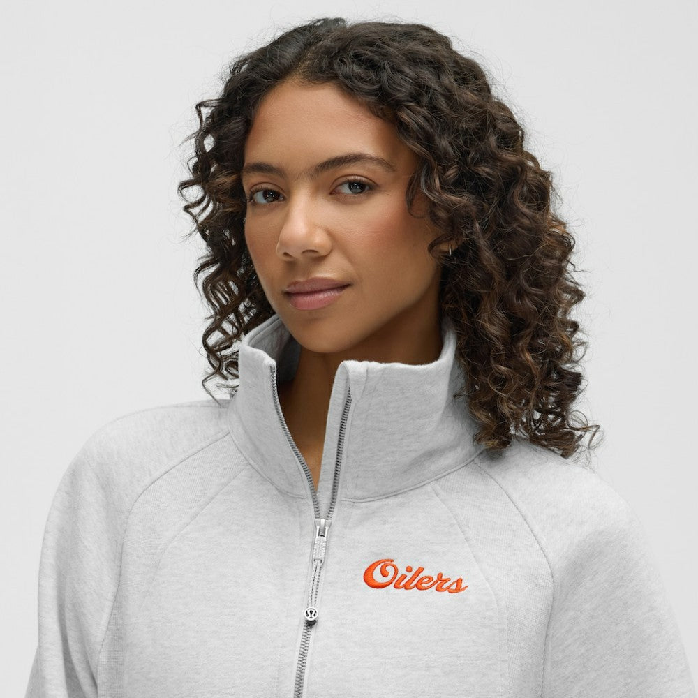 Edmonton Oilers lululemon Women's Long Scuba Oversized Half-Zip Funnel Neck - Heathered Core Ultra Light Grey - NHL