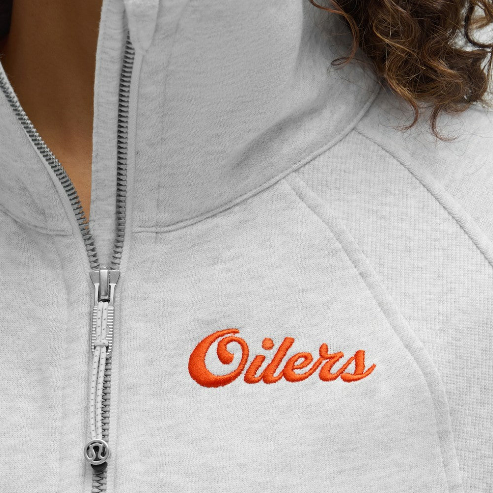 Edmonton Oilers lululemon Women's Long Scuba Oversized Half-Zip Funnel Neck - Heathered Core Ultra Light Grey - NHL