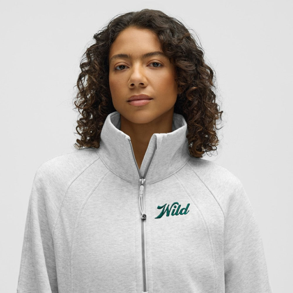 Minnesota Wild lululemon Women's Long Scuba Oversized Half-Zip Funnel Neck - Heathered Core Ultra Light Grey - NHL