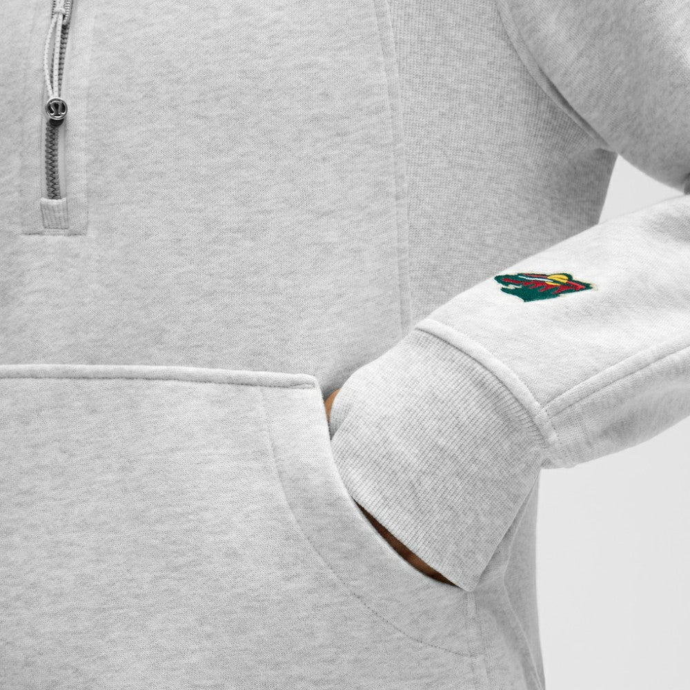 Minnesota Wild lululemon Women's Long Scuba Oversized Half-Zip Funnel Neck - Heathered Core Ultra Light Grey - NHL
