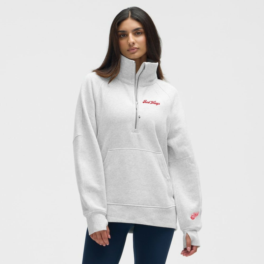 Detroit Red Wings lululemon Women's Long Scuba Oversized Half-Zip Funnel Neck - Heathered Core Ultra Light Grey - NHL