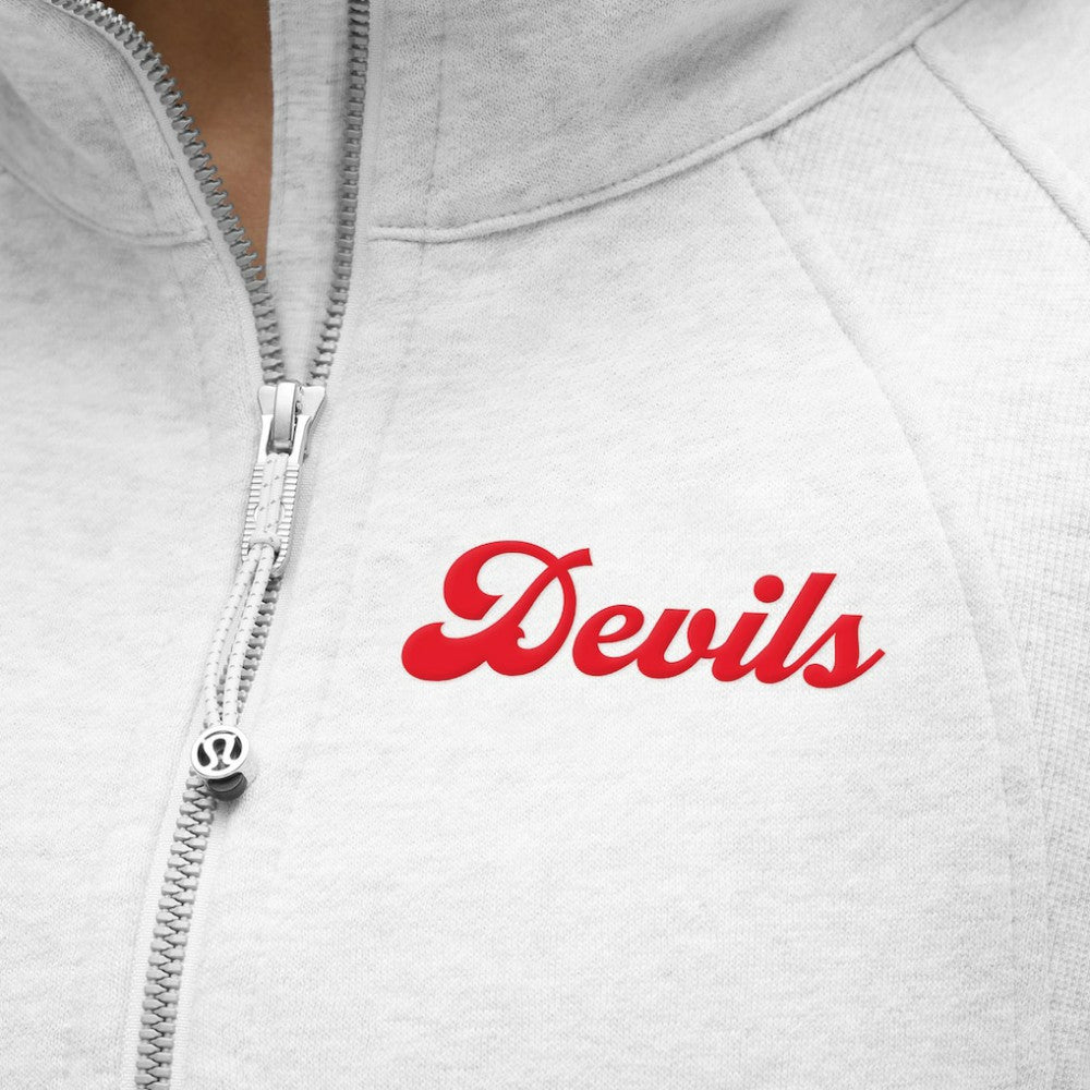 New Jersey Devils lululemon Women's Long Scuba Oversized Half-Zip Funnel Neck - Heathered Core Ultra Light Grey - NHL