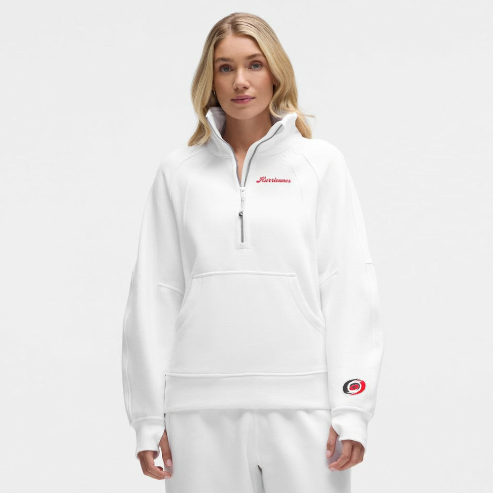 Carolina Hurricanes lululemon Women's Long Scuba Oversized Half-Zip Funnel Neck - White - NHL