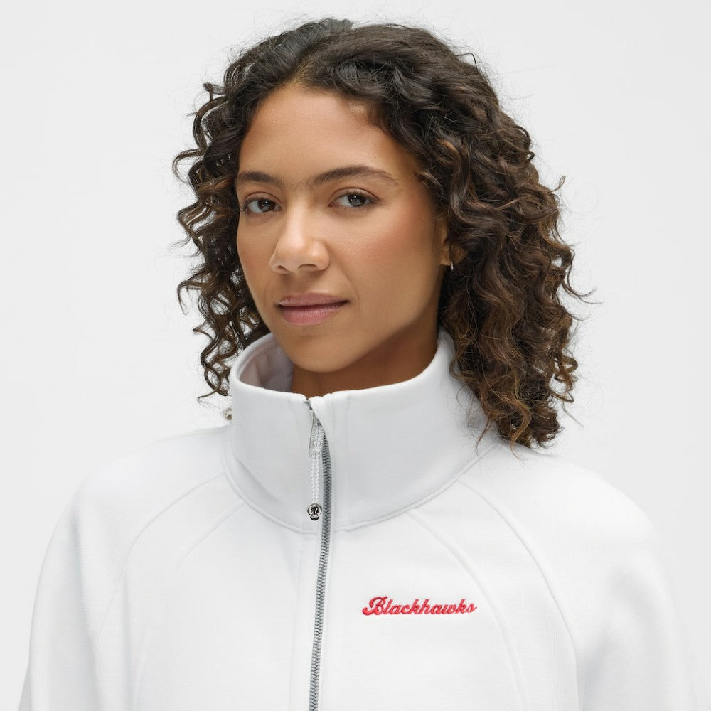 Chicago Blackhawks lululemon Women's Long Scuba Oversized Half-Zip Funnel Neck - White - NHL