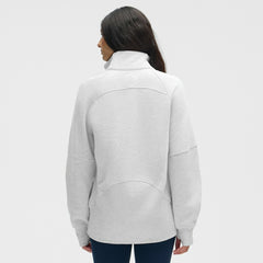 New York Rangers lululemon Women's Long Scuba Oversized Half-Zip Funnel Neck - Heathered Core Ultra Light Grey - NHL