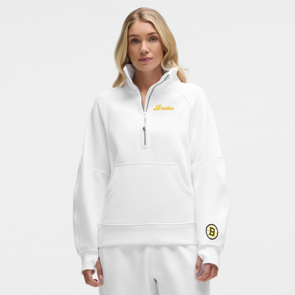 Boston Bruins lululemon Women's Long Scuba Oversized Half-Zip Funnel Neck - White - NHL