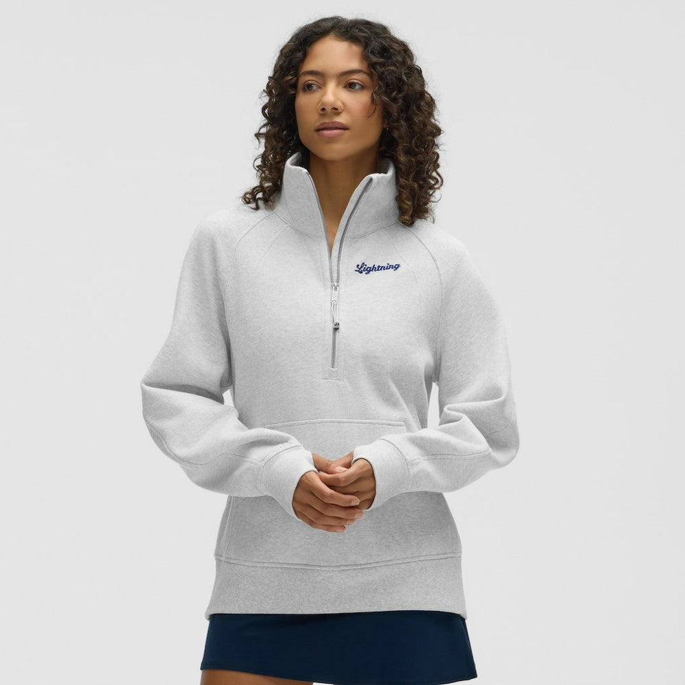 Tampa Bay Lightning lululemon Women's Long Scuba Oversized Half-Zip Funnel Neck - Heathered Core Ultra Light Grey - NHL