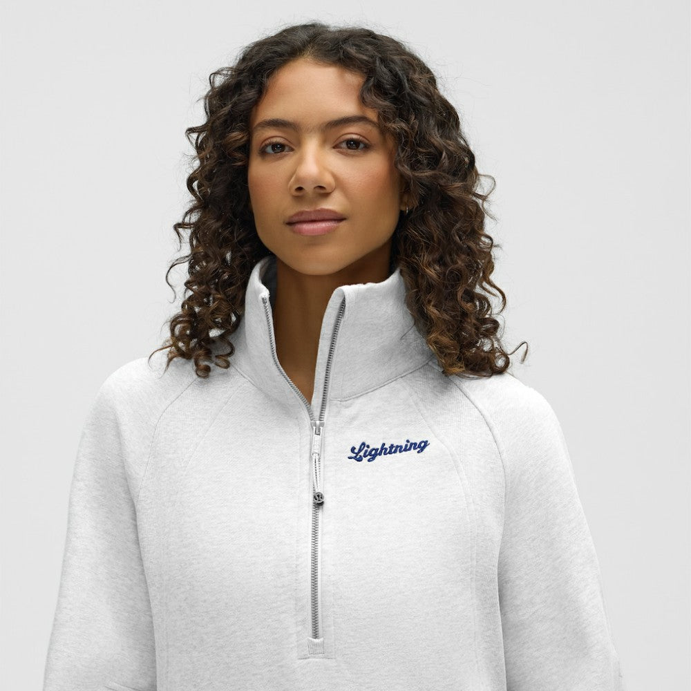 Tampa Bay Lightning lululemon Women's Long Scuba Oversized Half-Zip Funnel Neck - Heathered Core Ultra Light Grey - NHL