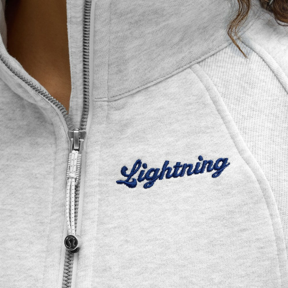 Tampa Bay Lightning lululemon Women's Long Scuba Oversized Half-Zip Funnel Neck - Heathered Core Ultra Light Grey - NHL