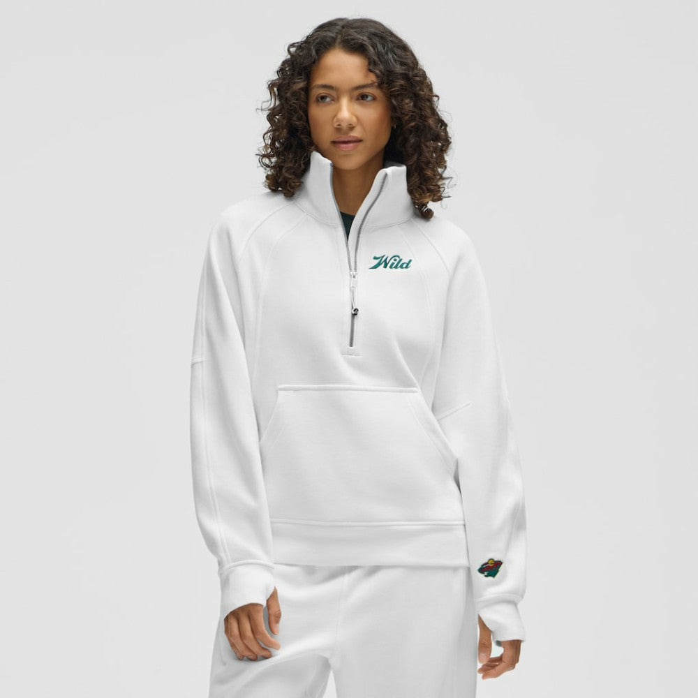 Minnesota Wild lululemon Women's Long Scuba Oversized Half-Zip Funnel Neck - White - NHL