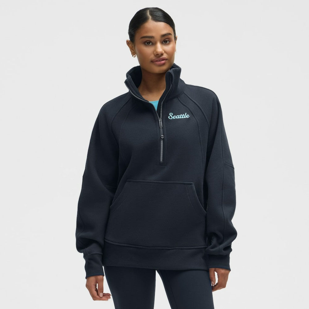 Seattle Kraken lululemon Women's Long Scuba Oversized Half-Zip Funnel Neck - True Navy - NHL