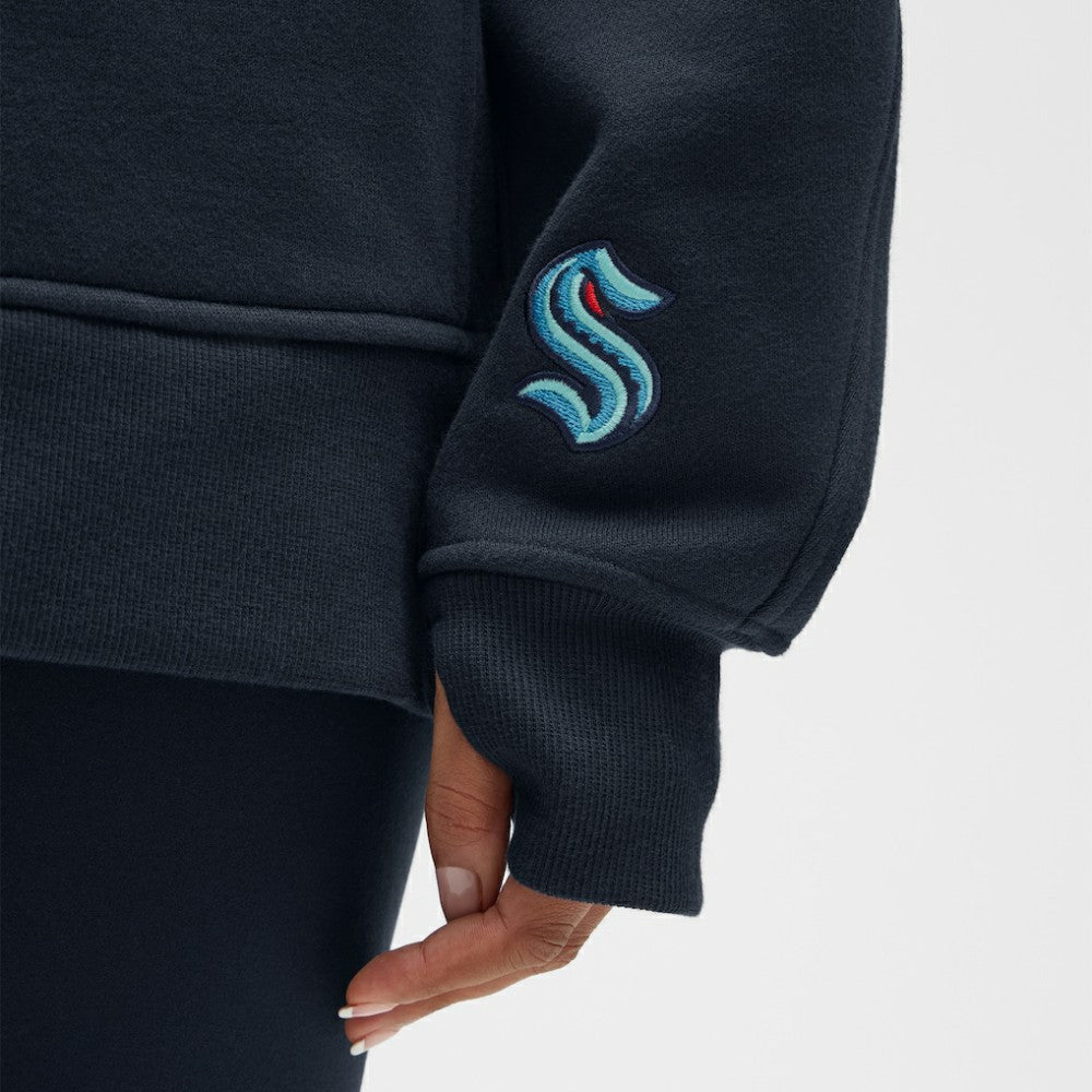 Seattle Kraken lululemon Women's Long Scuba Oversized Half-Zip Funnel Neck - True Navy - NHL