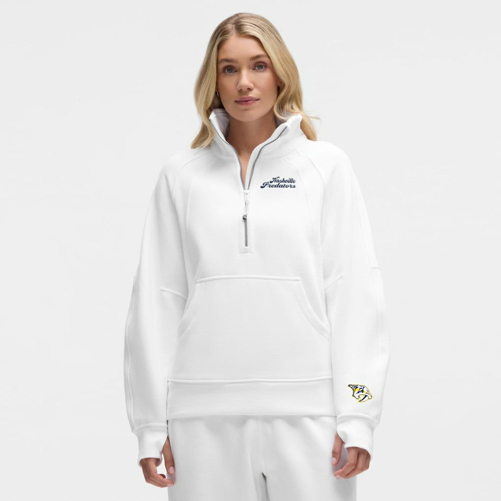 Nashville Predators lululemon Women's Long Scuba Oversized Half-Zip Funnel Neck - White - NHL