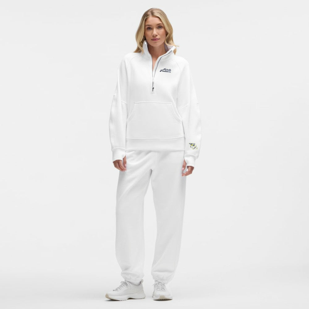 Nashville Predators lululemon Women's Long Scuba Oversized Half-Zip Funnel Neck - White - NHL