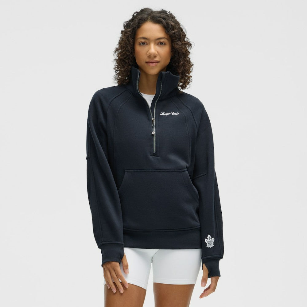 Toronto Maple Leafs lululemon Women's Long Scuba Oversized Half-Zip Funnel Neck - True Navy - NHL