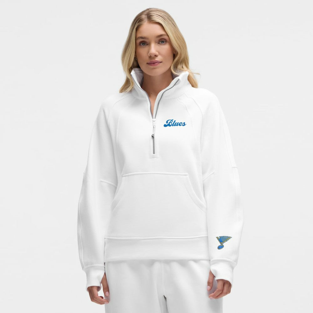 St. Louis Blues lululemon Women's Long Scuba Oversized Half-Zip Funnel Neck - White - NHL