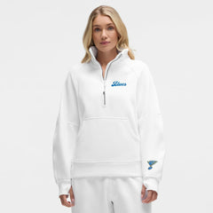 St. Louis Blues lululemon Women's Long Scuba Oversized Half-Zip Funnel Neck - White - NHL