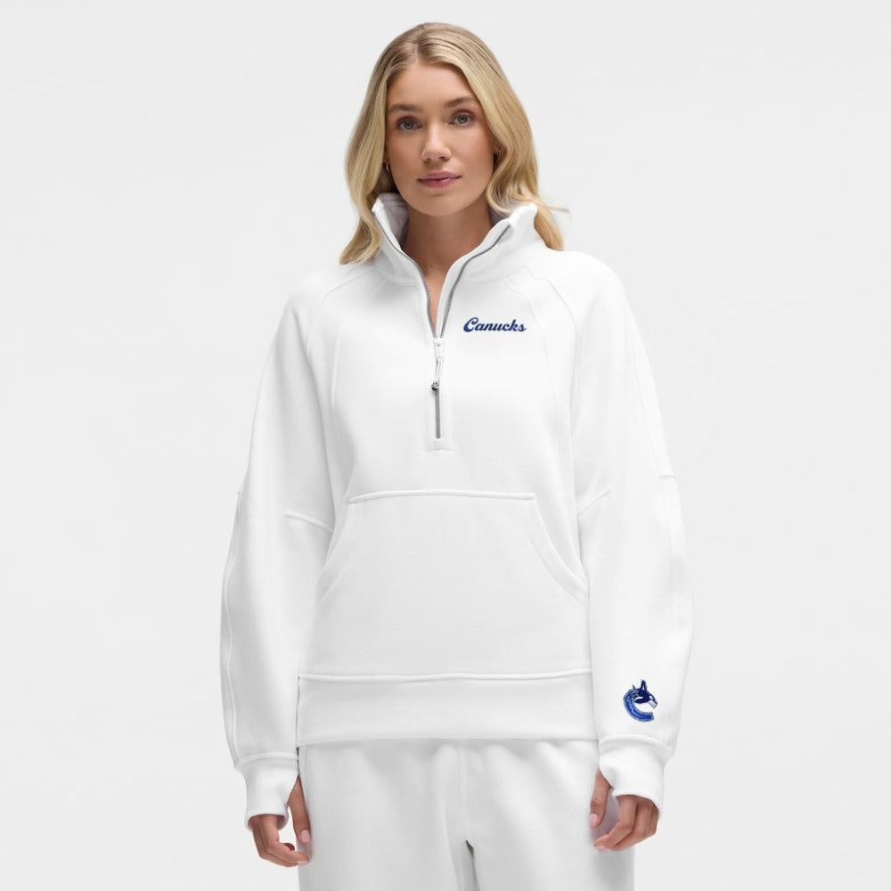 Vancouver Canucks lululemon Women's Long Scuba Oversized Half-Zip Funnel Neck - White - NHL
