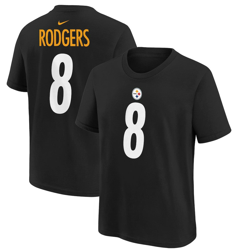 Aaron Rodgers Pittsburgh Steelers Youth Player Name & Number T-Shirt Black | NFL