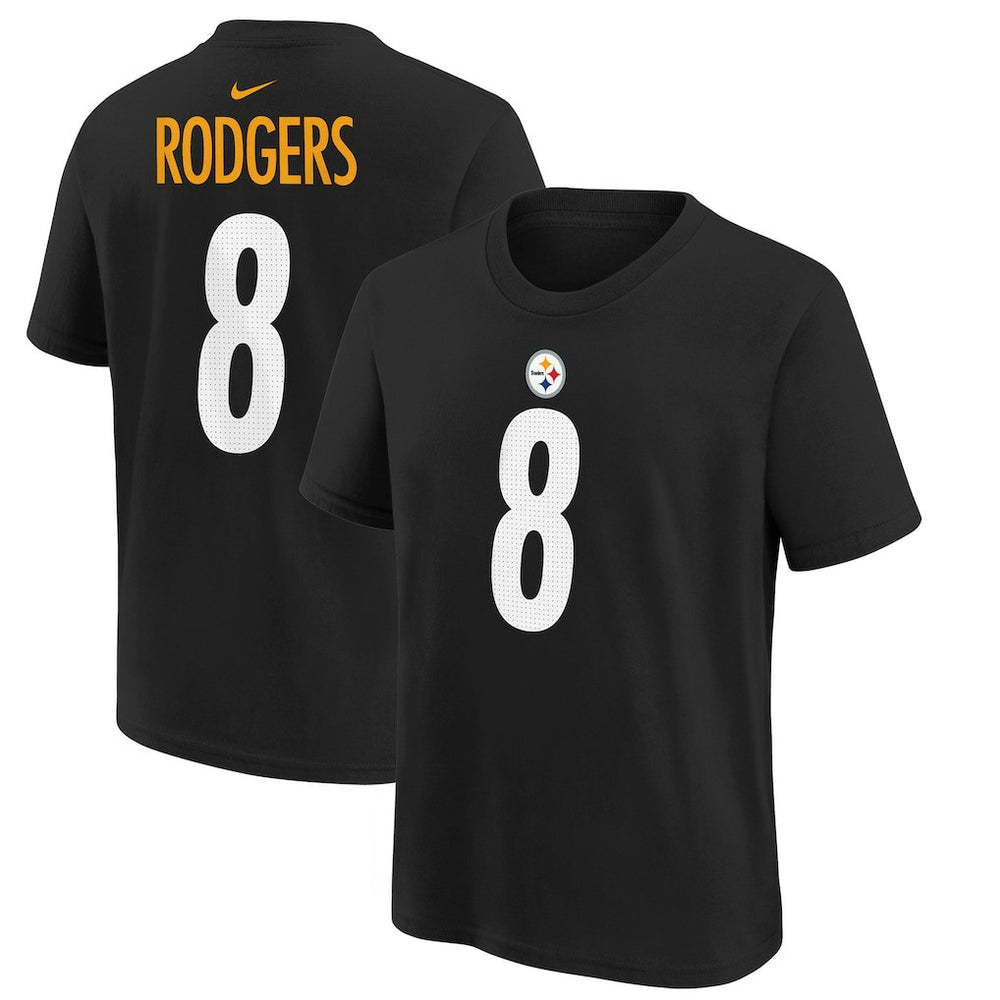 Aaron Rodgers Pittsburgh Steelers Youth Player Name & Number T-Shirt Black | NFL