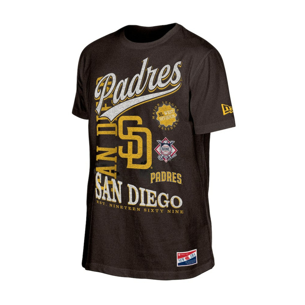 San Diego Padres New Era  Oversized Throwback Distressed T-Shirt - MLB