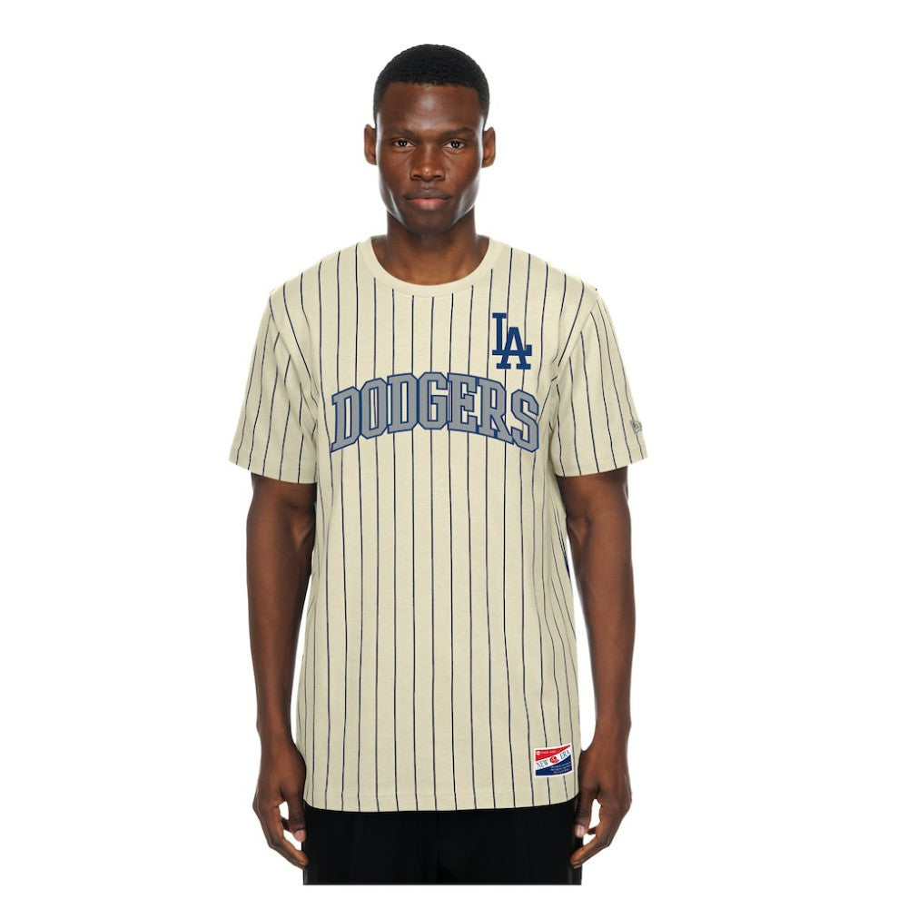 Los Angeles Dodgers New Era Throwback Meshback Pinstripe T-Shirt - MLB