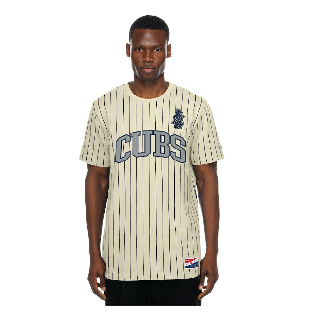 Chicago Cubs New Era Throwback Meshback Pinstripe T-Shirt - MLB