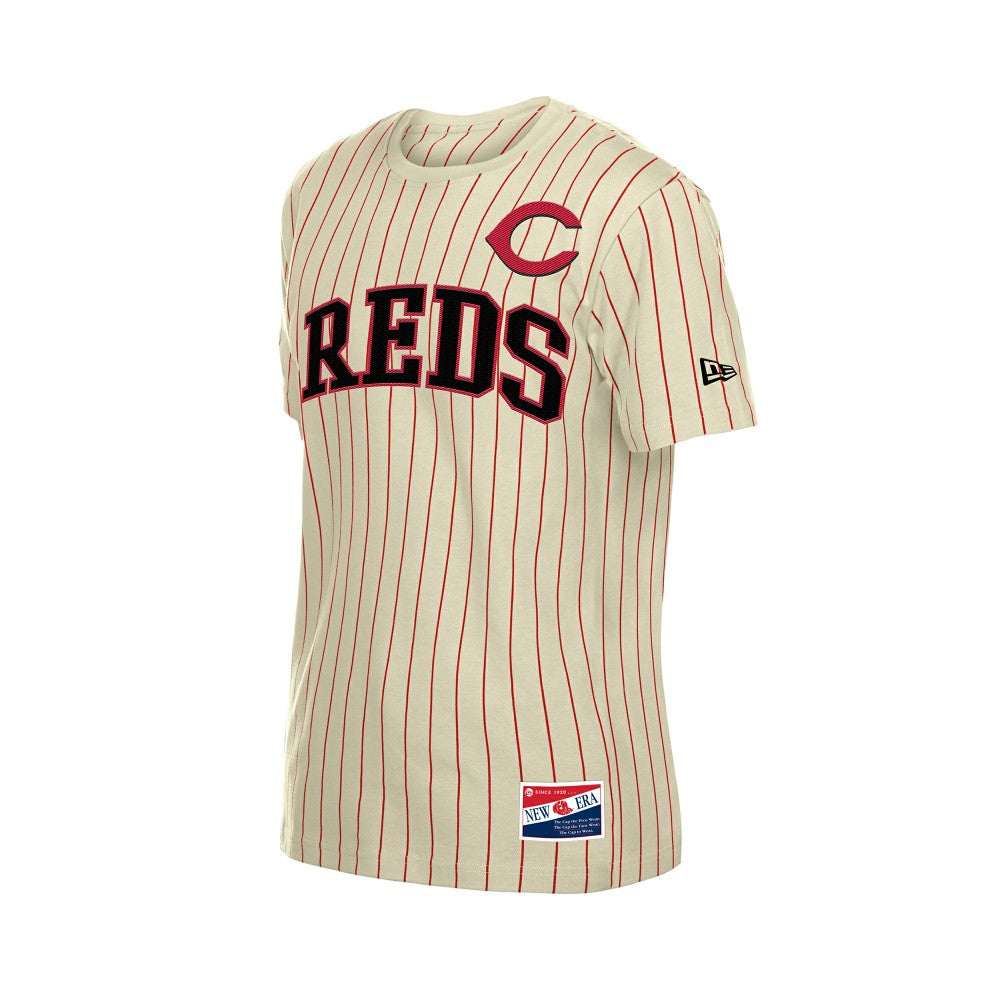 Cincinnati Reds New Era Throwback Meshback Pinstripe T-Shirt - MLB