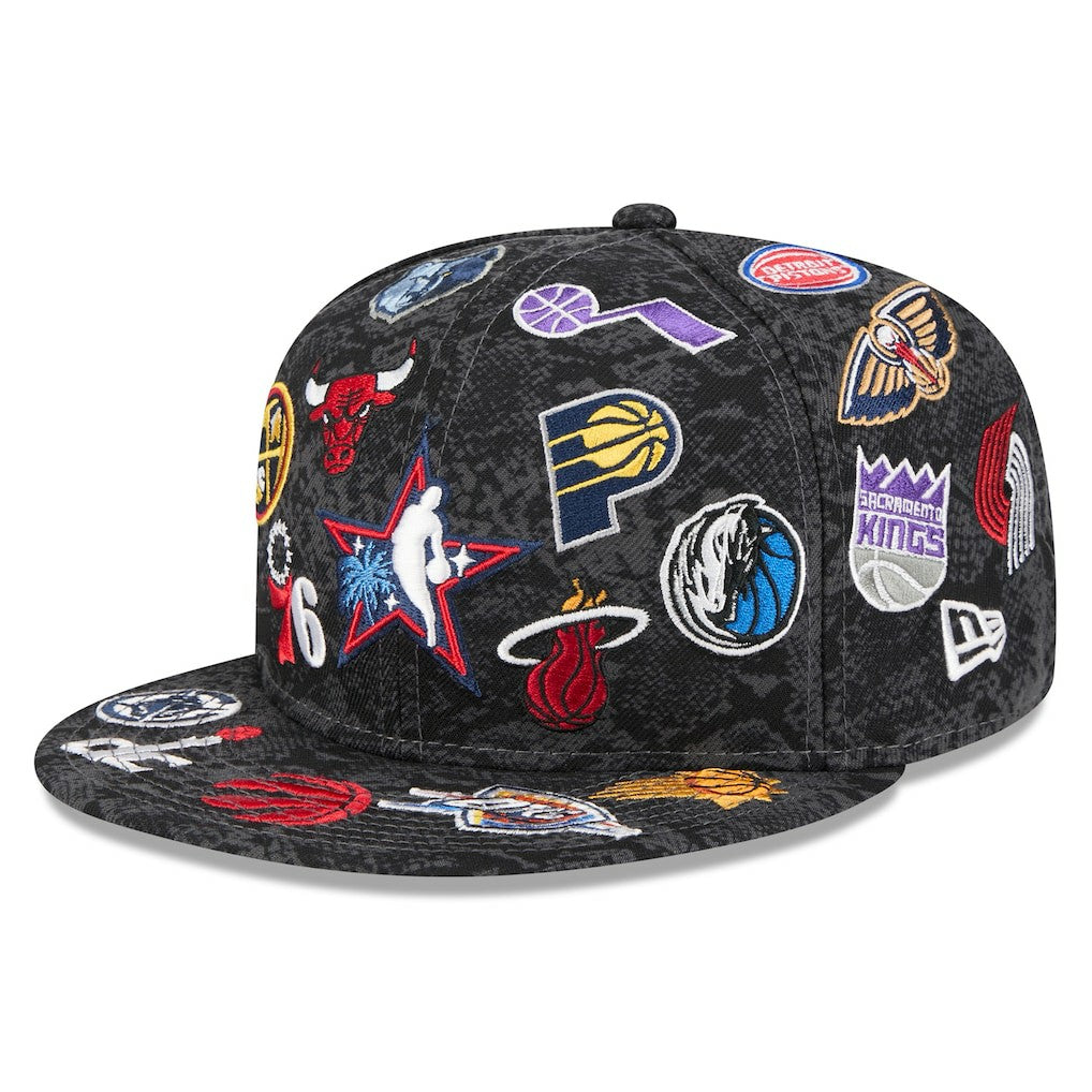2026 NBA All-Star Game Allover Logos 59FIFTY Fitted Hat Black - NBA