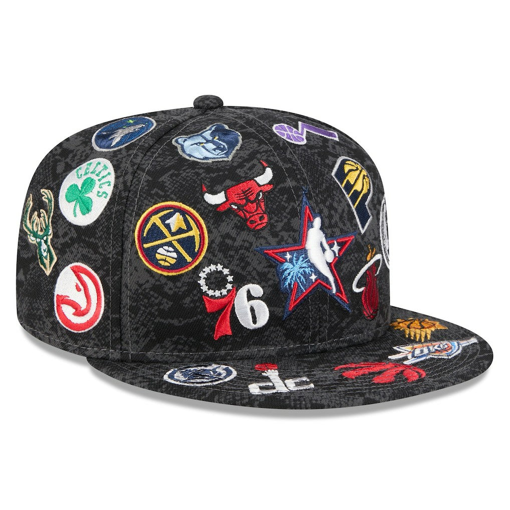 2026 NBA All-Star Game Allover Logos 59FIFTY Fitted Hat Black - NBA