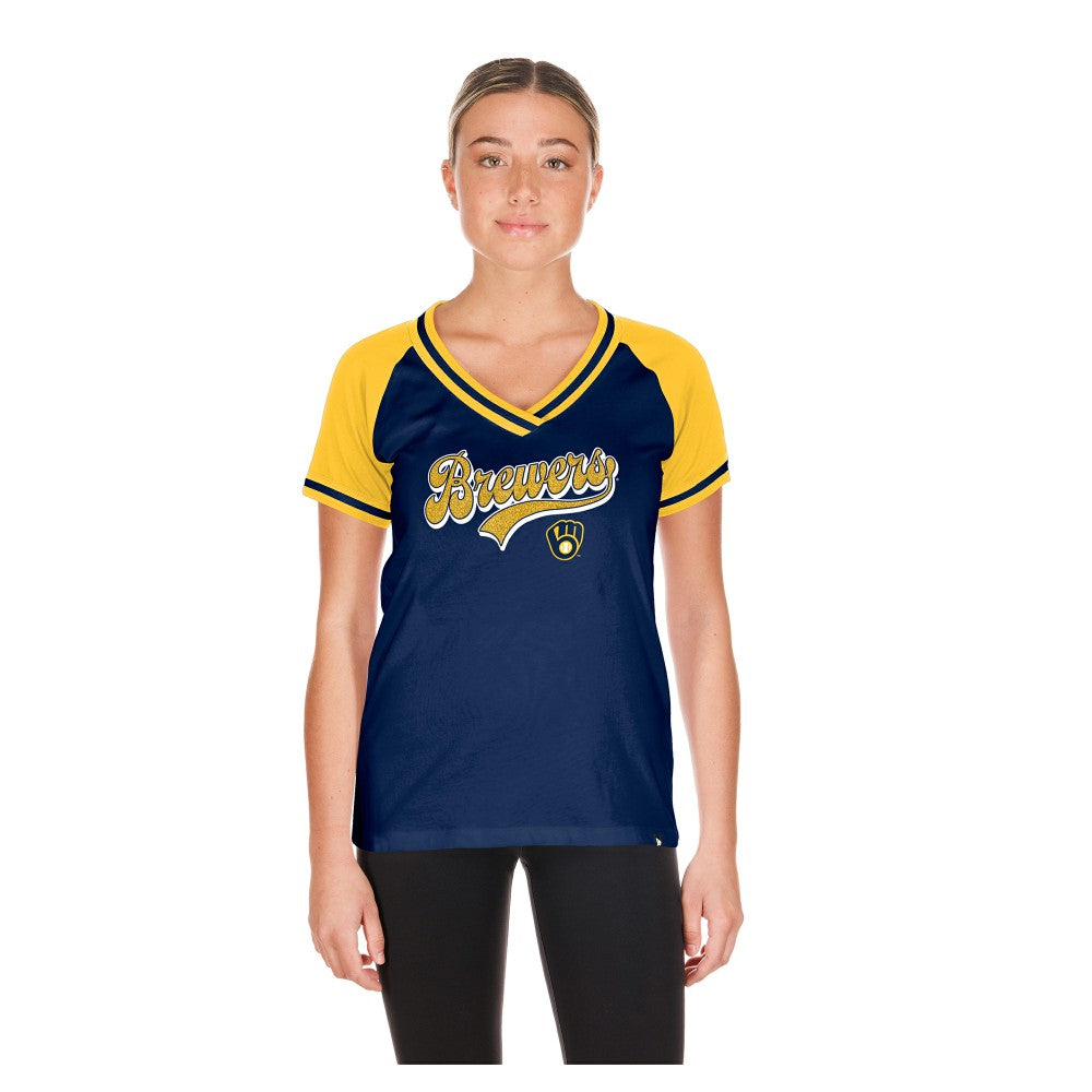 Milwaukee Brewers New Era Women's Gameday V-Neck T-Shirt - MLB