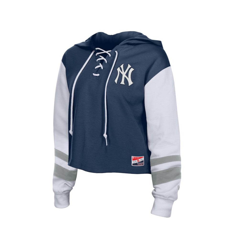 New York Yankees New Era Women's Boxy Lace-Up Hoodie - MLB