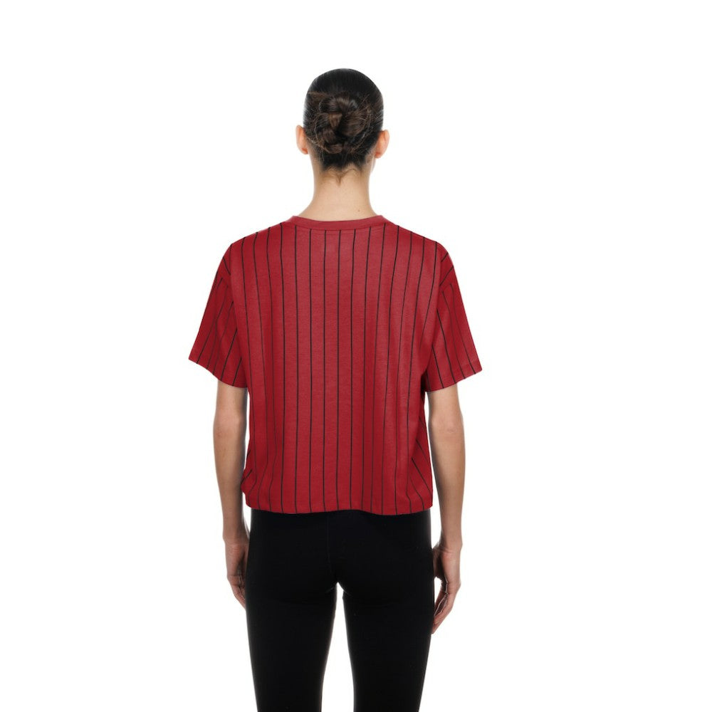 Arizona Diamondbacks New Era Women's Throwback Meshback Pinstripe Boxy T-Shirt - MLB