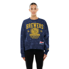 Milwaukee Brewers New Era Women's Throwback Oversized Boxy Sweatshirt - MLB