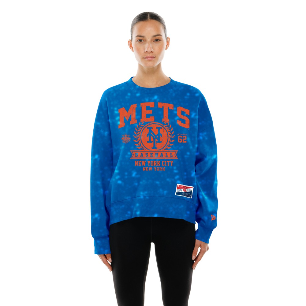 New York Mets New Era Women's Throwback Oversized Boxy Sweatshirt - MLB