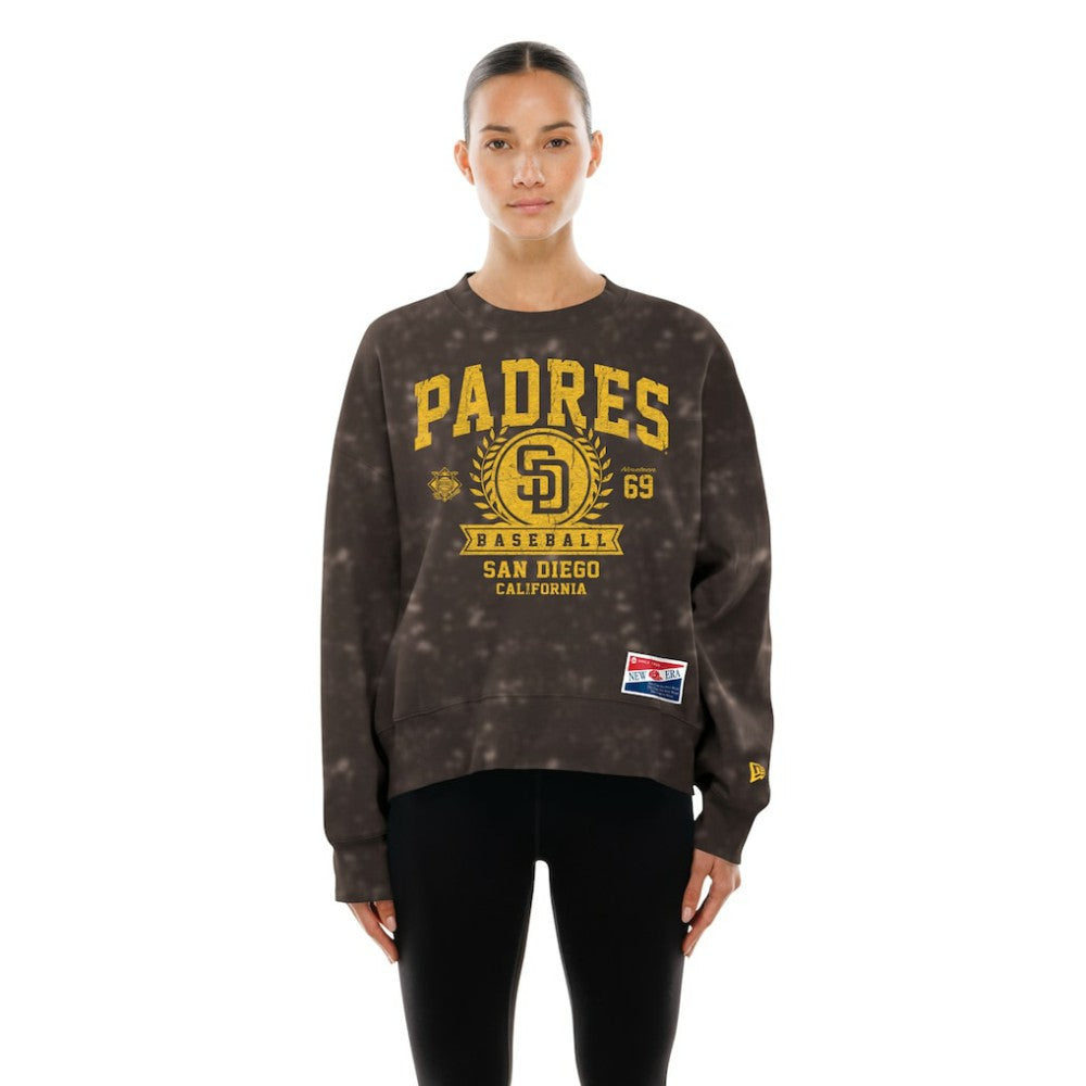 San Diego Padres New Era Women's Throwback Oversized Boxy Sweatshirt - MLB