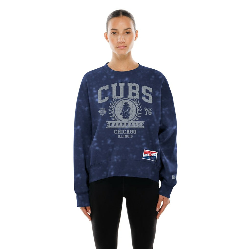 Chicago Cubs New Era Women's Throwback Oversized Boxy Sweatshirt - MLB