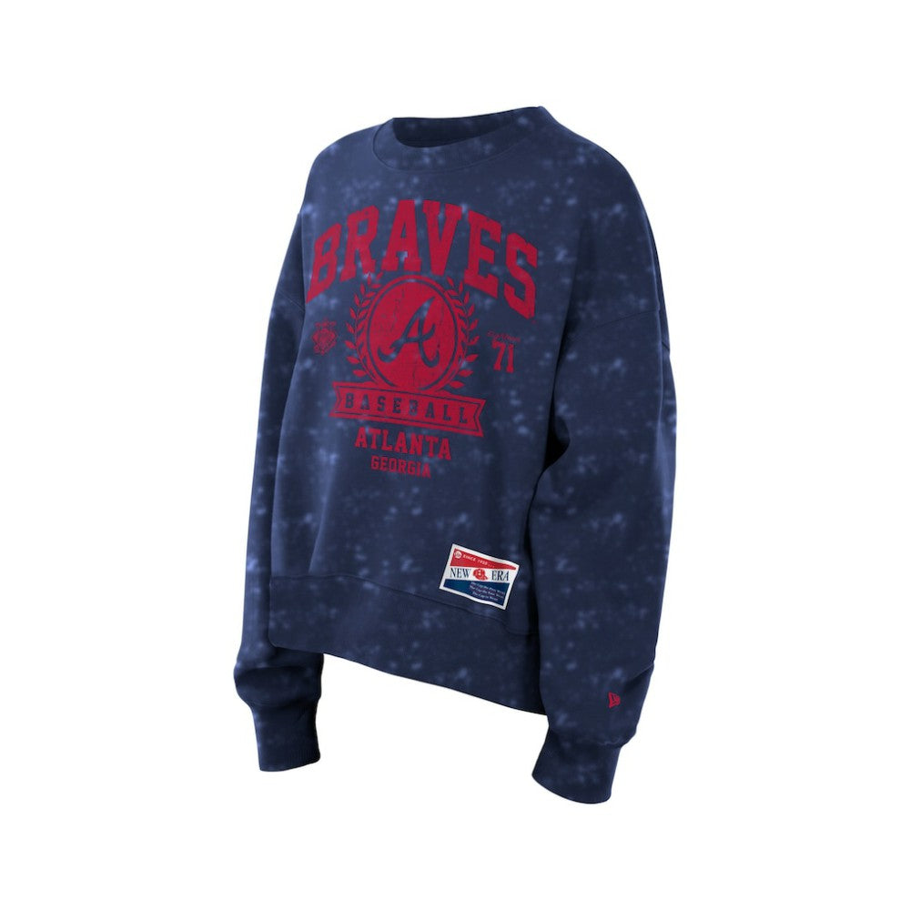 Atlanta Braves New Era Women's Throwback Oversized Boxy Sweatshirt - MLB
