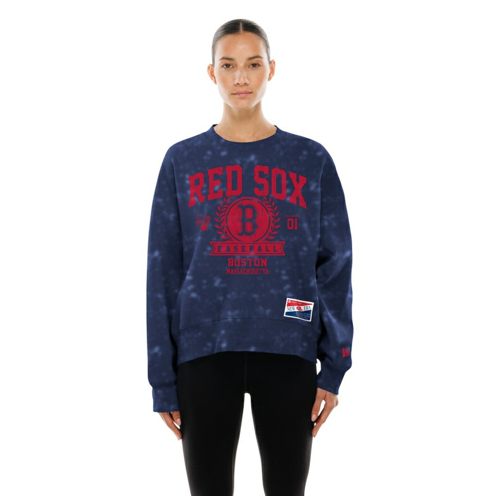 Boston Red Sox New Era Women's Throwback Oversized Boxy Sweatshirt - MLB