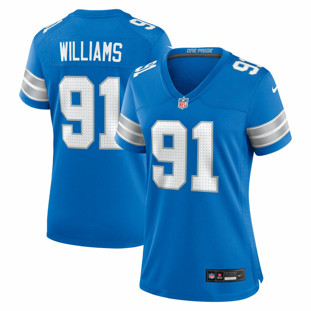Tyleik Williams Detroit Lions Women's Team Game Jersey Blue | Nike for Sale