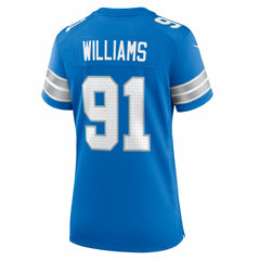 Tyleik Williams Detroit Lions Women's Team Game Jersey Blue | Nike for Sale
