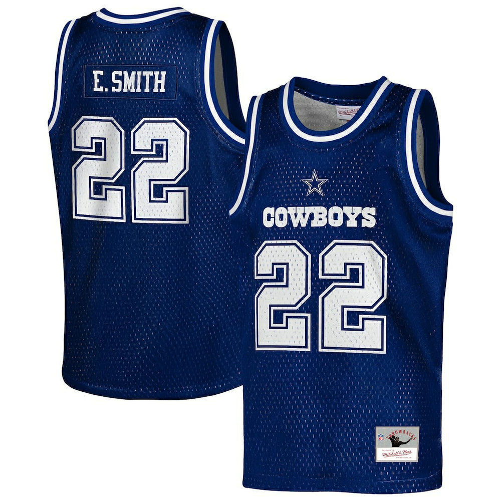 Emmitt Smith Dallas Cowboys Youth Retired Player NFL Basketball Fashion Jersey Navy | Mitchell & Ness