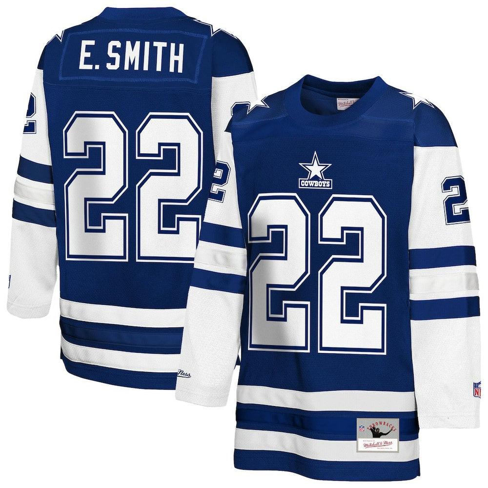 Emmitt Smith Dallas Cowboys Youth Hockey Fashion Jersey Navy | Mitchell & Ness