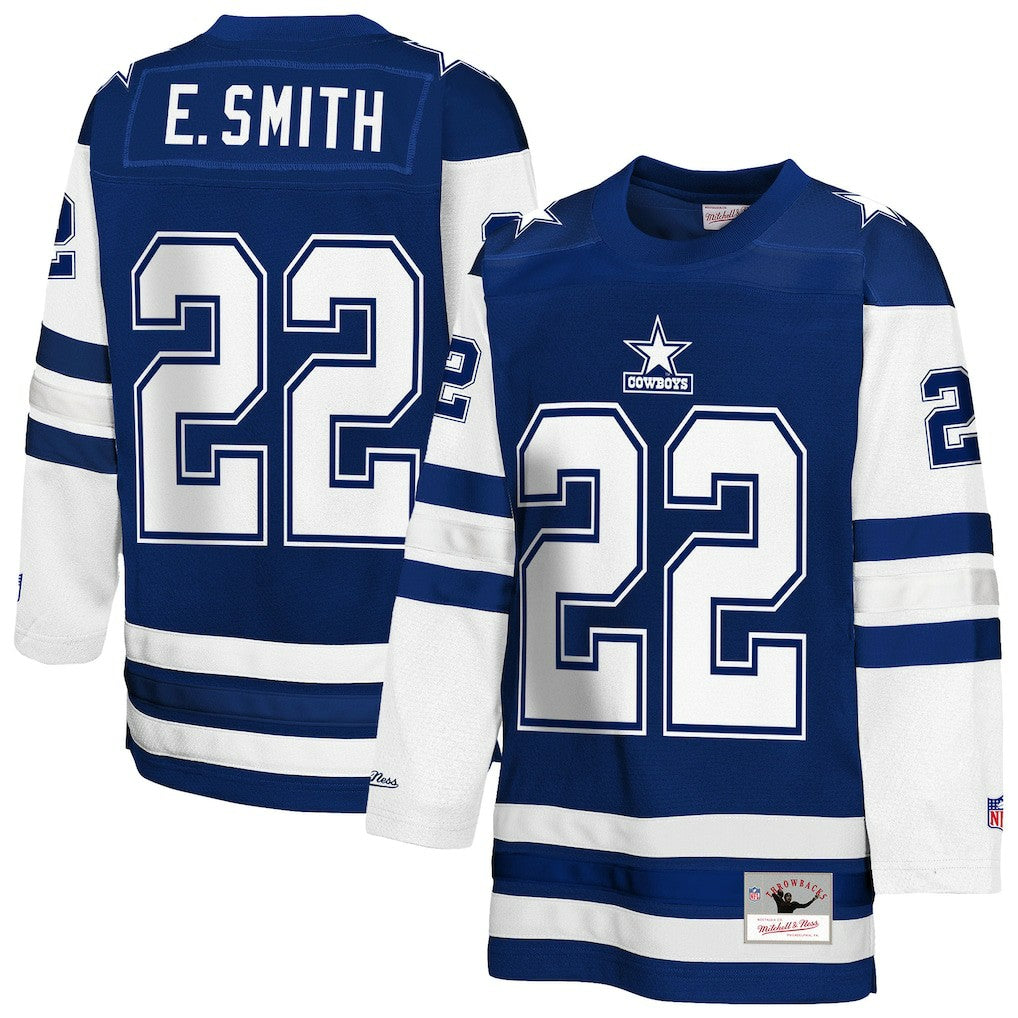 Emmitt Smith Dallas Cowboys Youth Hockey Fashion Jersey Navy | Mitchell & Ness