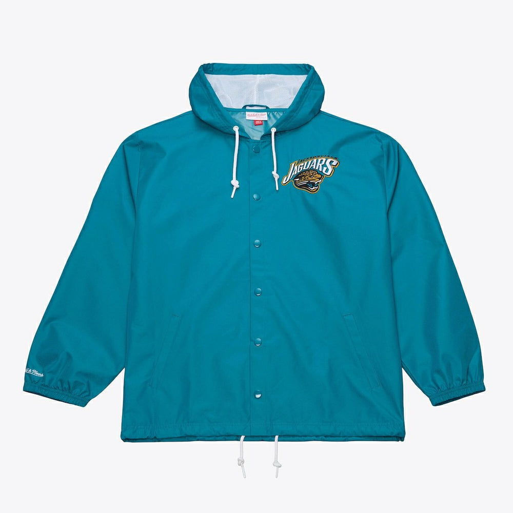 Jacksonville Jaguars Coaches Full-Snap Hooded Windbreaker Jacket Teal | Mitchell & Ness