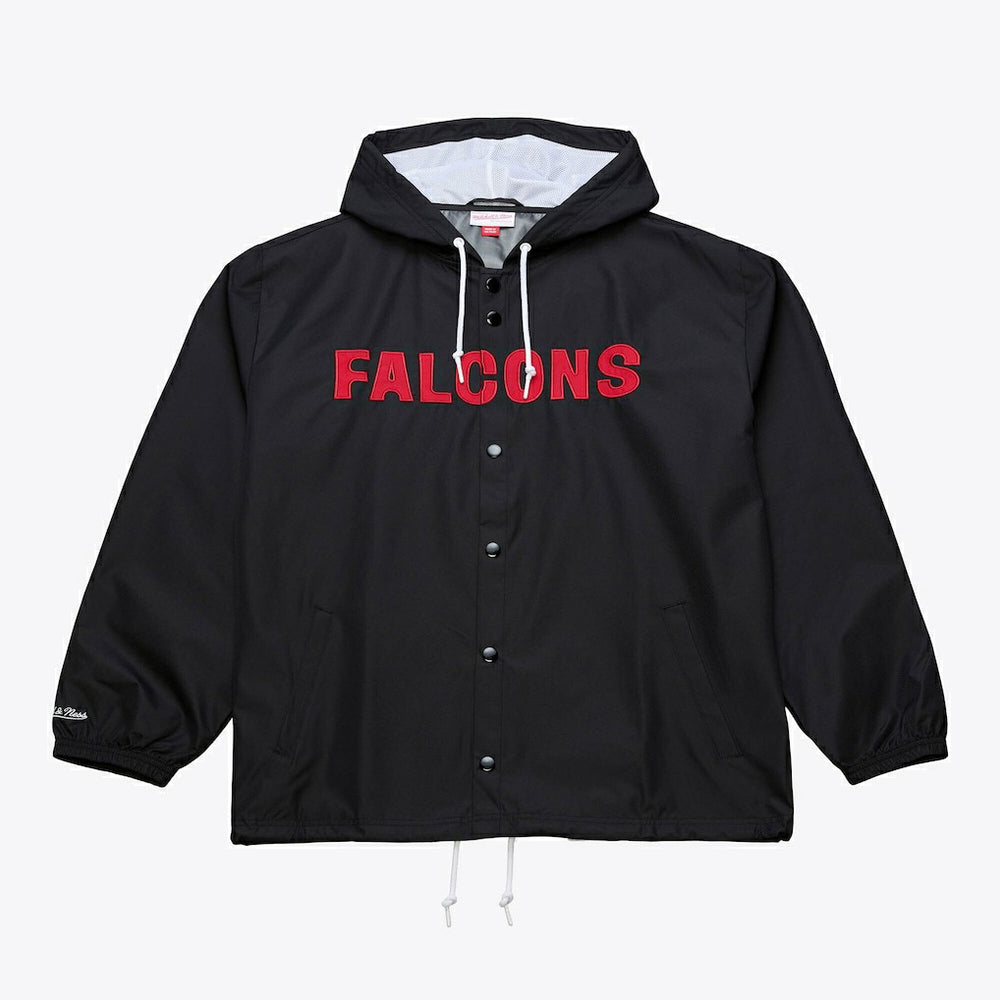 Atlanta Falcons Coaches Full-Snap Hooded Windbreaker Jacket Black | Mitchell & Ness