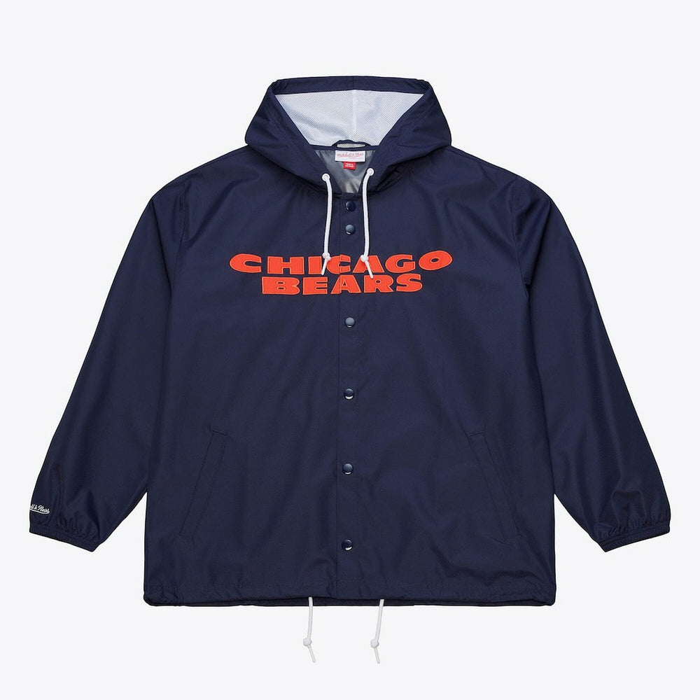 Chicago Bears Coaches Full-Snap Hooded Windbreaker Jacket Navy | Mitchell & Ness